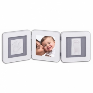 Baby Art Double Print Frame White & Grey