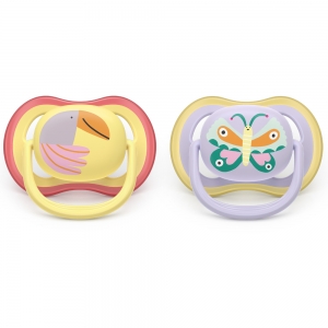 Philips AVENT 2 Chupetas Ultra Air - 0-6M - Decorada - Menina