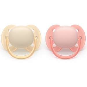 Philips AVENT 2 Chupetas Ultra Soft - 0-6M - Lisa - Menina