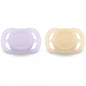Philips AVENT 2 Chupetas Ultra Start, 0-2M - Lisa - Lilas e Amarelo