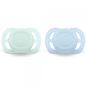 Philips AVENT 2 Chupetas Ultra Start, 0-2M - Lisa - Azul e Verde