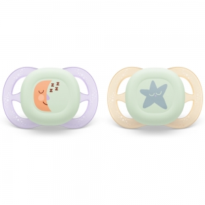 Philips AVENT 2 Chupetas Ultra Start, 0-2M - NT - Lilas e Amarelo