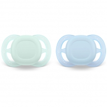 Philips AVENT 2 Chupetas Ultra Start, 0-2M - Lisa - Azul e Verde