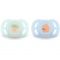 Philips AVENT 2 Chupetas Ultra Start, 0-2M - Deco - Azul e Verde